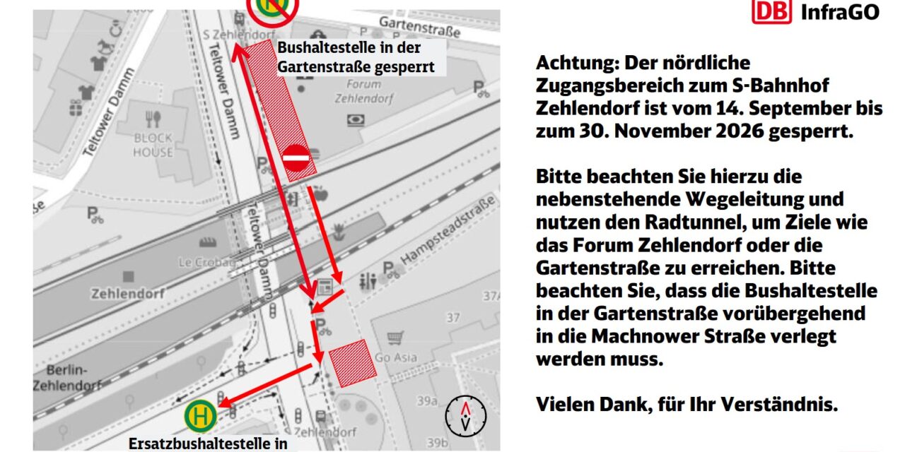 Bauarbeiten am S-Bahnhof Zehlendorf